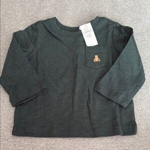 Classic Green Long Sleeve Tee with Embroidered Detail